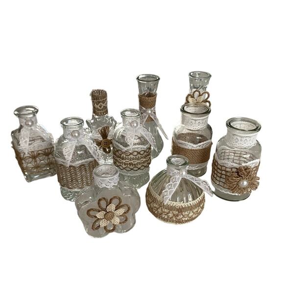 Amazon Other - Amazon Glass Vases 10 Pack with Lace Coquette